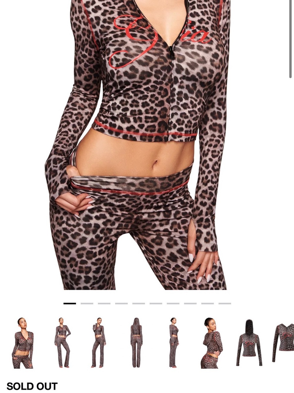 NWOT I.AM.GIA Leopard Print Zip Crop Top & Leggings Set